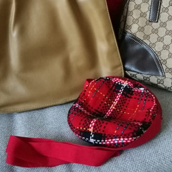 Red Chequered Crossbody Knit Bag - Picture 2 of 4